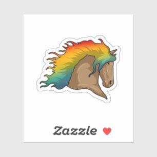 Sticker Cheval avec cheveux arc-en-ciel