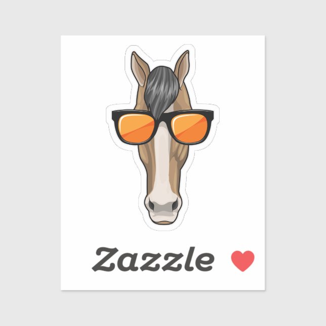 Sticker Cheval avec lunettes de soleil (Feuille)