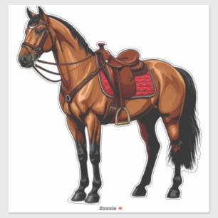 Sticker Cheval Brun Avec Selle