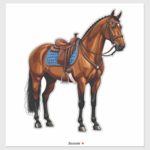 Sticker Cheval Brun Avec Selle
