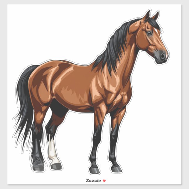 Sticker Cheval Brun Élégant (Feuille)