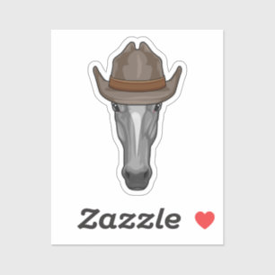 Sticker Cheval comme Cowboy avec Casquette