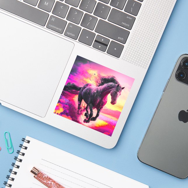 Sticker Cheval d'art (Ordinateur portable avec iPhone)
