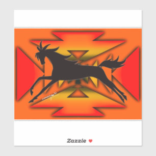 Sticker Cheval de style des plaines amérindiennes avec bac