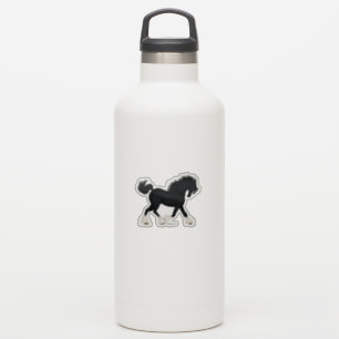 Sticker Cheval de trait Shire au trot Noir avec balzane