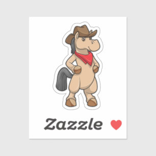Sticker Cheval en cow-boy