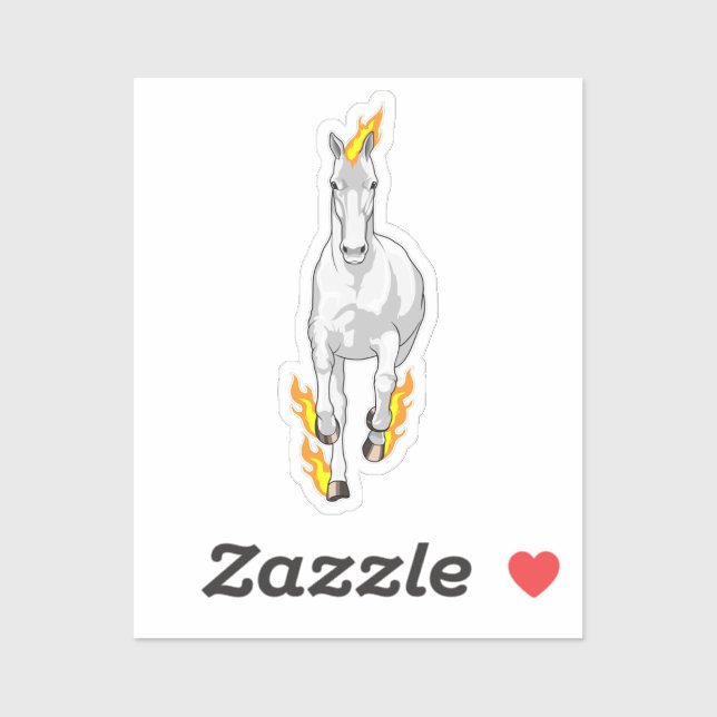 Sticker Cheval en flamme (Feuille)
