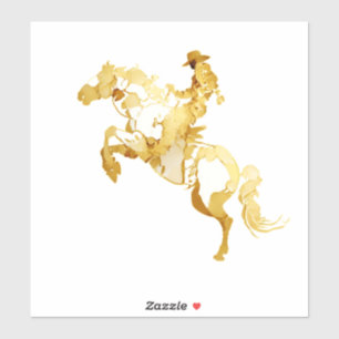 Sticker Cheval et Cavalier Dorés Abstraits