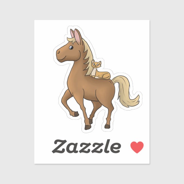 Sticker Cheval et chat (Feuille)