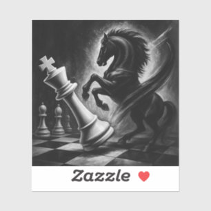 Sticker Cheval Noir Dramatique vs Roi - Oeuvre audacieuse