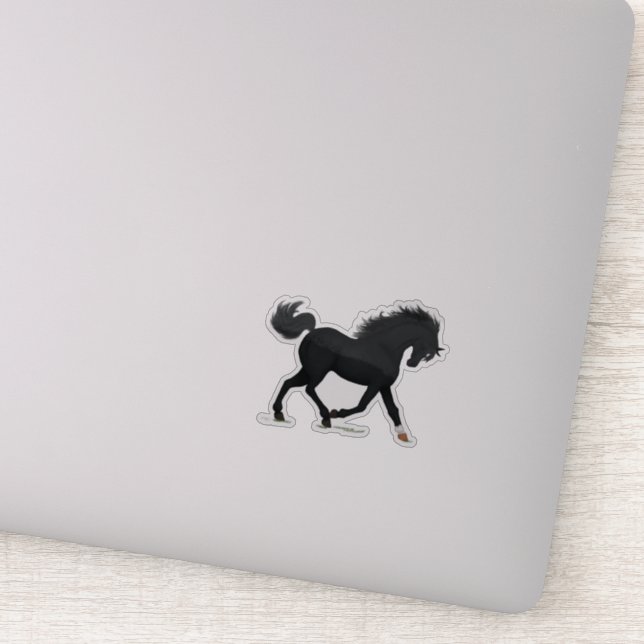 Sticker Cheval Noir Trotting Avec Star & Sock Beauté Noire (Détail)