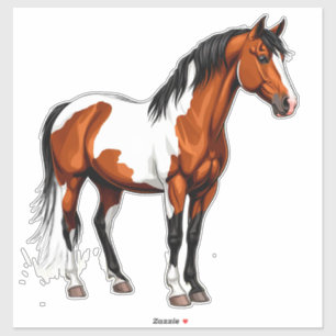 Sticker Cheval Paint Bold Debout Dans Un Champ Herbeux