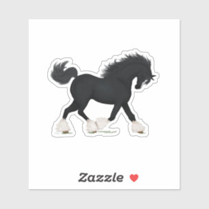 Sticker Cheval Trotting noir avec lame