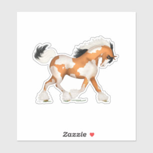 Sticker Cheval Tzigane Pinto d'or sur l'équestre