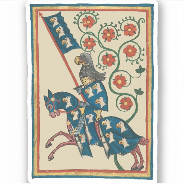 Sticker Chevalier Avec Aigle Heraldry, Médiéval Du 14ème S (Devant)