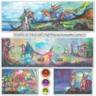 STICKER CHEVALIERS MÉDIÉVAUX À CHEVAL, CHEVALIER, DIABLE,