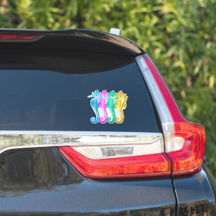 Sticker Chevaux marins/chevaux de mer colorés ton doré nau