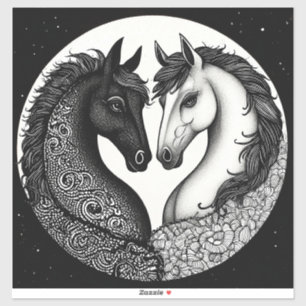 Sticker Chevaux noirs et blancs