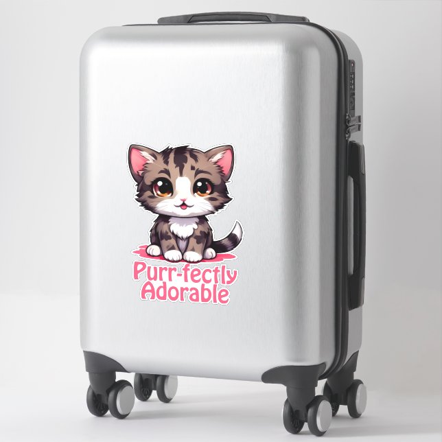 Sticker Chibi Kawaii Kitten Purr parfaitement adorable en  (Sur valise)