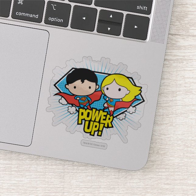 Sticker Chibi Superman & Chibi Supergirl Power Up! (Détail)
