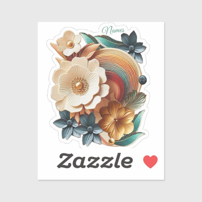 Sticker Chic, Elegant Crèmes & cuir texture fleur look (Feuille)