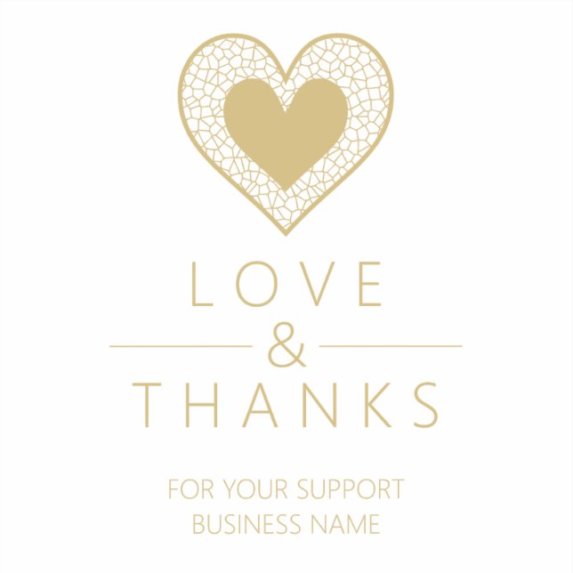 Sticker Chic Fake Gold Black Heart Lace Effect Love Thanks (Recto)