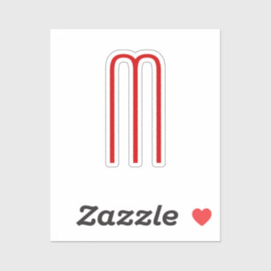 Sticker Chic Unique Monogramme Rouge Blanc Plaine Simple