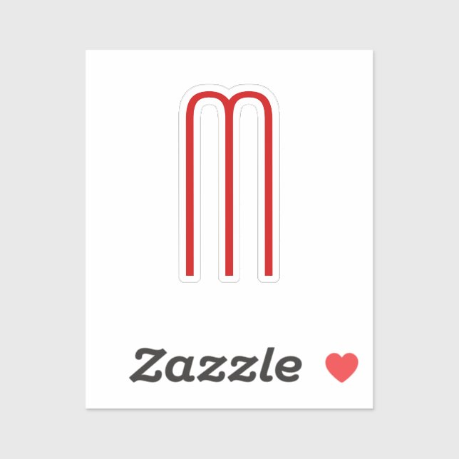 Sticker Chic Unique Monogramme Rouge Blanc Plaine Simple (Feuille)