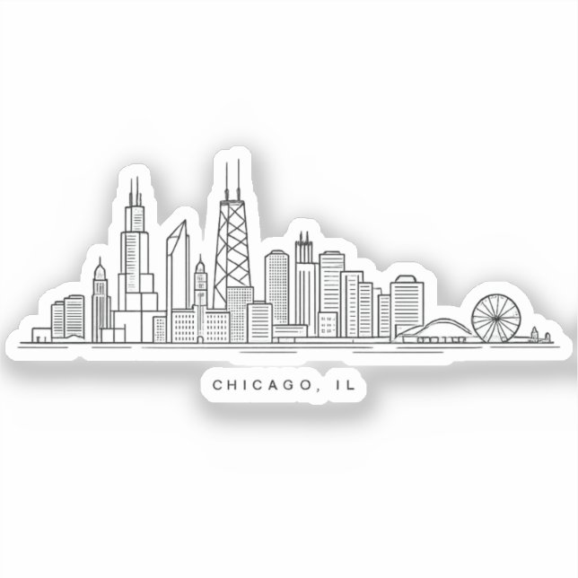 Sticker Chicago IL Cityscape Illustration (Recto)