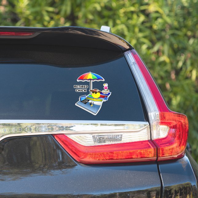 Sticker Chick à la retraite, design populaire, (Côté voiture)
