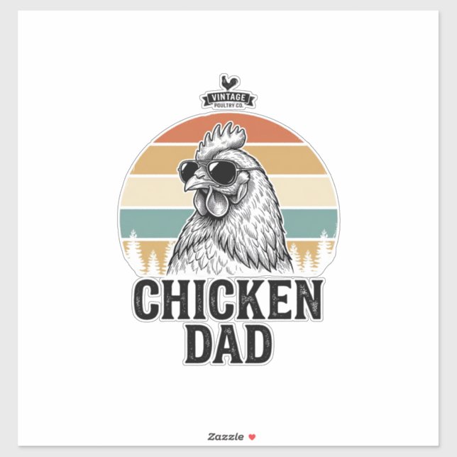Sticker Chicken Dad Vintage Sunset Funny Chicken Lover Shi (Feuille)