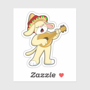 Sticker Chien à la musique avec guitare