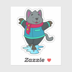 Sticker Chien à Patinage sur glace avec patins sur glace e