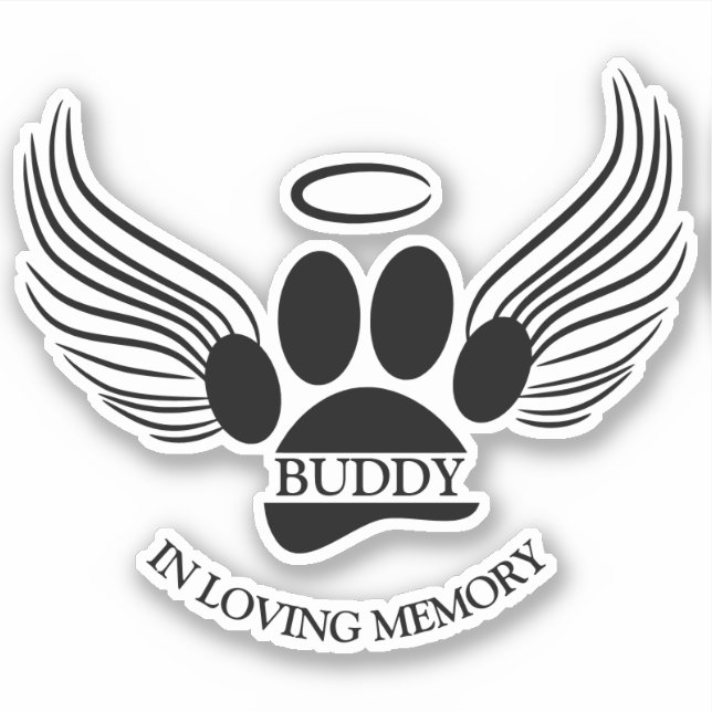 Sticker Chien Animal Angel Wings Memorial Nom personnalisé (Devant)