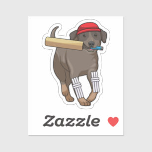 Sticker Chien au cricket avec batte de cricket