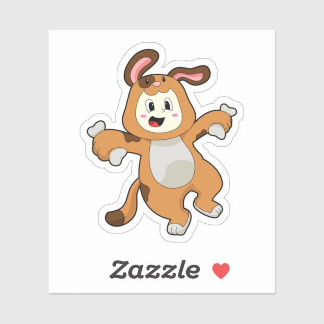 Sticker Chien avec os comme lapin (Feuille)