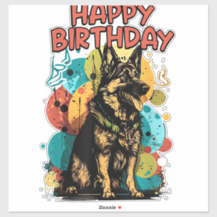 Sticker Chien berger allemand joyeux fête d'anniversaire S