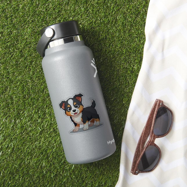 Sticker Chien Berger Australien Heureux – Art Chibi (HydroFlask Insitu)