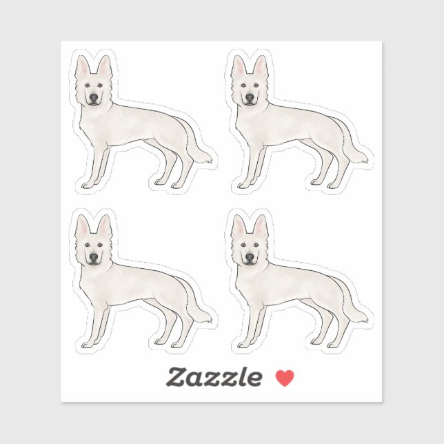 Sticker Chien blanc berger suisse blanc GSD mignon chien d (Feuille)