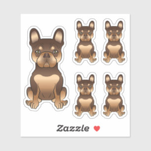 Sticker Chien Bouledogue Français Chocolat Et Tan Mignon D