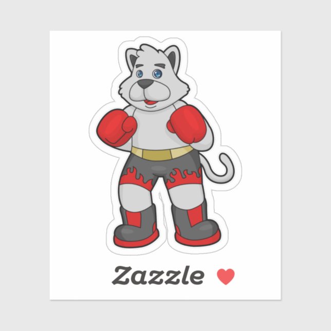 Sticker Chien comme boîte avec gants de boxe (Feuille)