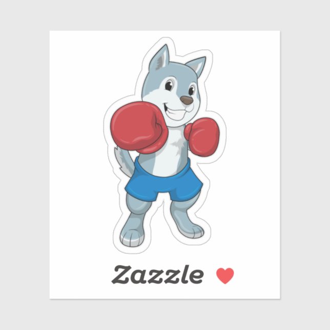 Sticker Chien comme boîte avec gants de boxe (Feuille)