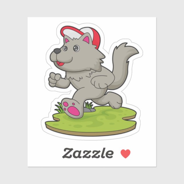 Sticker Chien comme coureur avec Casquette (Feuille)
