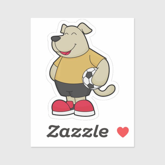 Sticker Chien comme joueur de football avec balle de footb (Feuille)