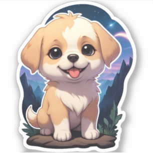 Sticker Chien curieux sur un rocher