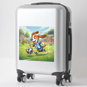 Sticker Chien de dessin animé jouant au football