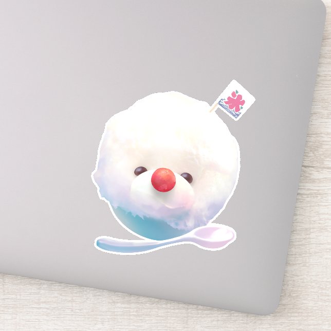 Sticker Chien de glace rasée : Dessert d'été de Bichon sou (Détail)