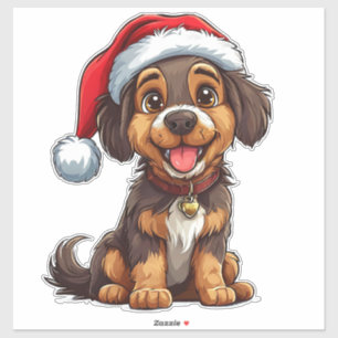 Sticker Chien de Noël Adorable