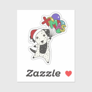 Sticker Chien de Noël Dalmatien Animaux d'hiver Chien Chie