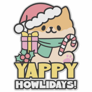 Sticker Chien de Noël mignon - Yappy Howlidays